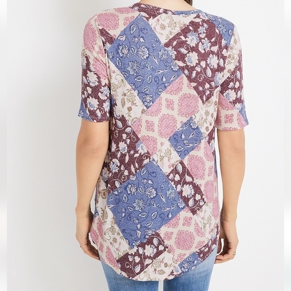 NWT MAURICES BOHO MIXED PATTERN TEE - Picture 2 of 5